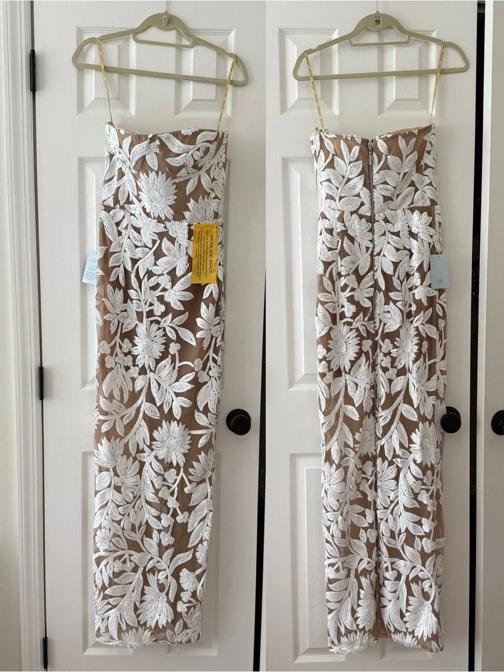 Bronx & Banco Dahlia Sequin Lace Embellished Strapless Dress White NEW with tags - Picture 2 of 10